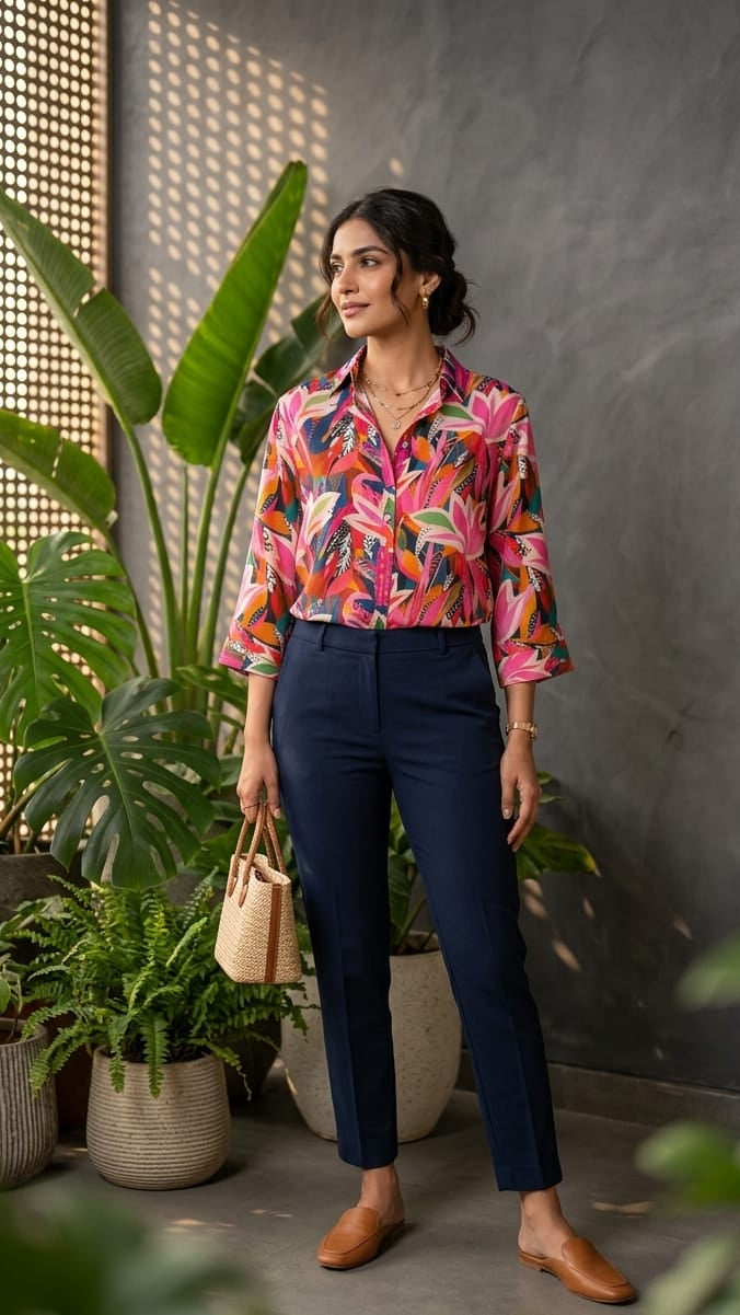Vibrant Pink Floral Print Tunic