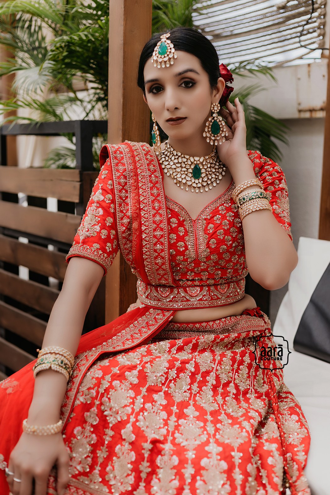 Rouge Red Bridal Lehenga Set In Raw Silk With Aari And, 44% OFF