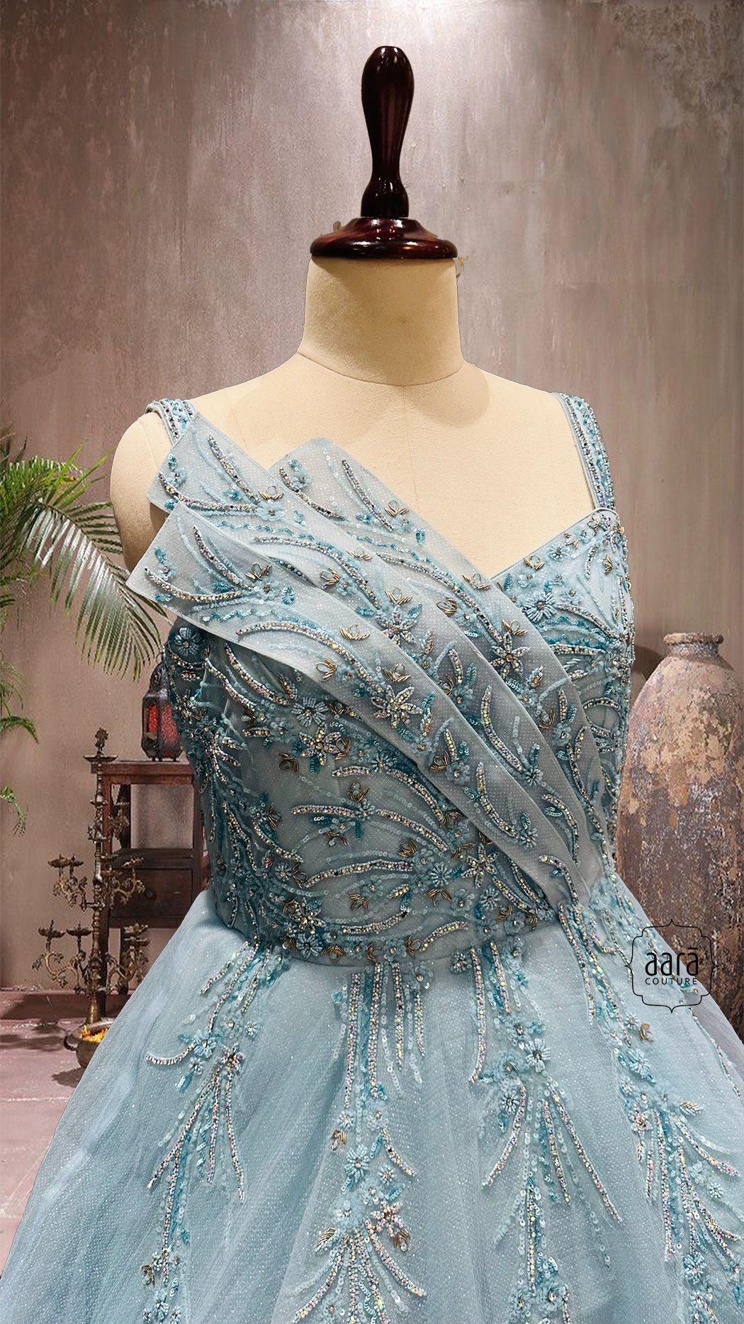 Aqua Blue Halter High Neck Princess Prom Dress Ball Gown Girls Sweet 1 –  Siaoryne
