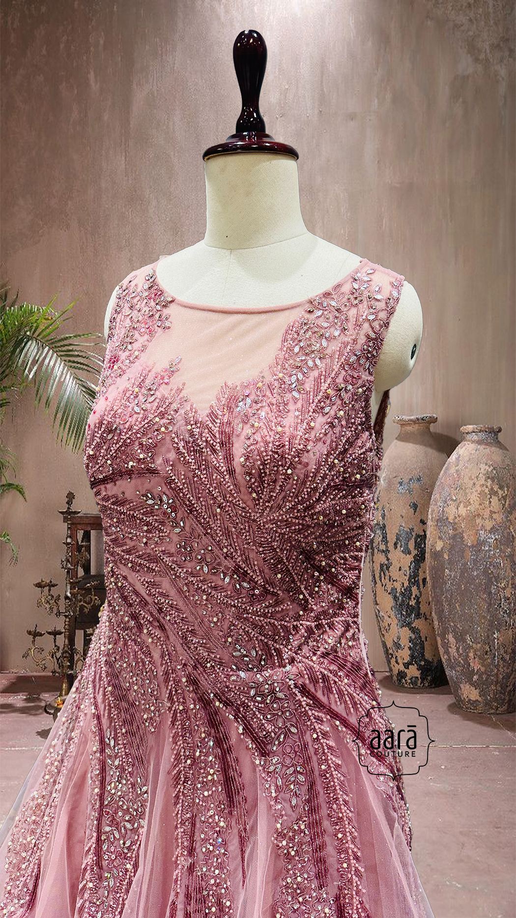 Pattern: Embroidered Net Diamond Stone Work Gown at Rs 3673 in Jaipur